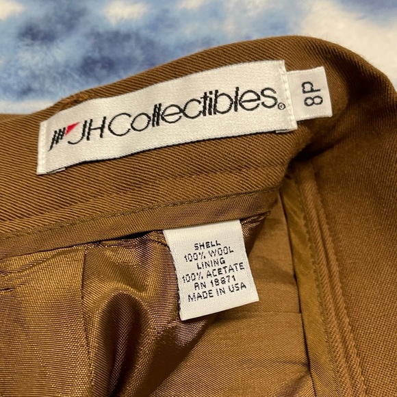 Vintage JH Collectables Tan 100% Pure Wool Skirt Size 8P 🍁🍂 Made in USA - Picture 7 of 7